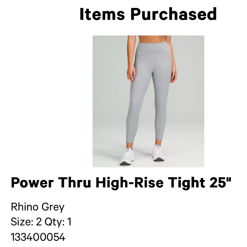 Lululemon Power Thru High-Rise Tight 25" — Rhino Grey